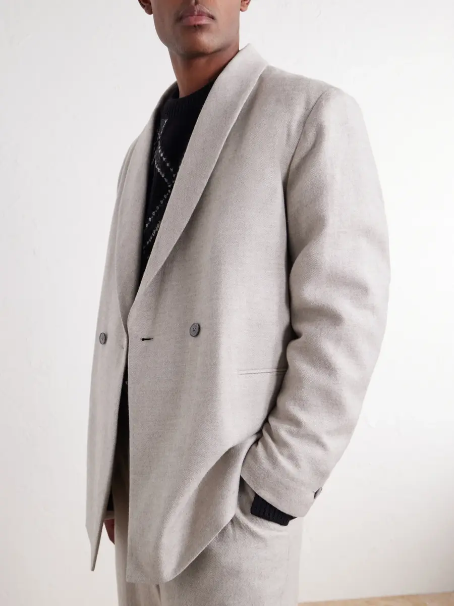 Blue Blue Japan Shawl-Collar Wool, Cotton and Yak-Blend Twill Suit Jacket - Men | Thumbnail 5 Blue Blue Japan Shawl-Collar Wool, Cotton and Yak-Blend Twill Suit Jacket - Men | Thumbnail 5