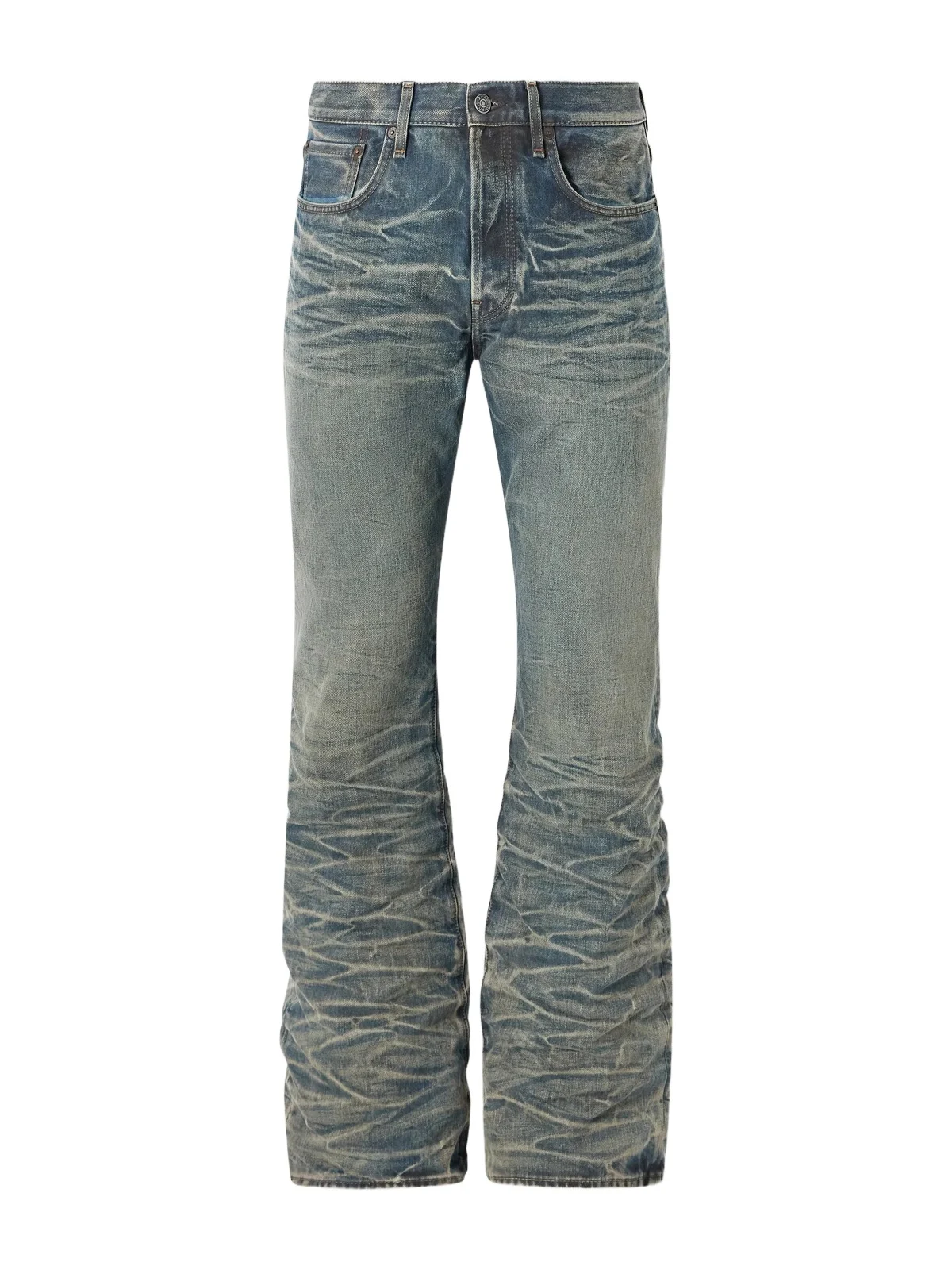 Washed Whiskered Straight-Leg Jeans - Men