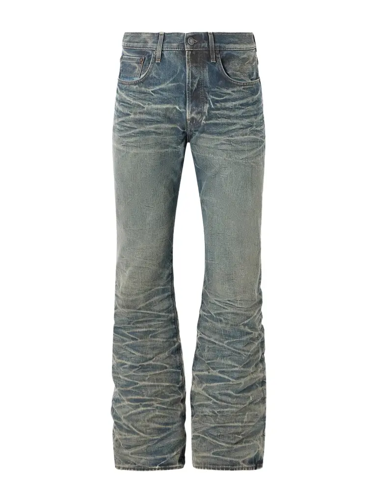 Washed Whiskered Straight-Leg Jeans - Men Washed Whiskered Straight-Leg Jeans - Men