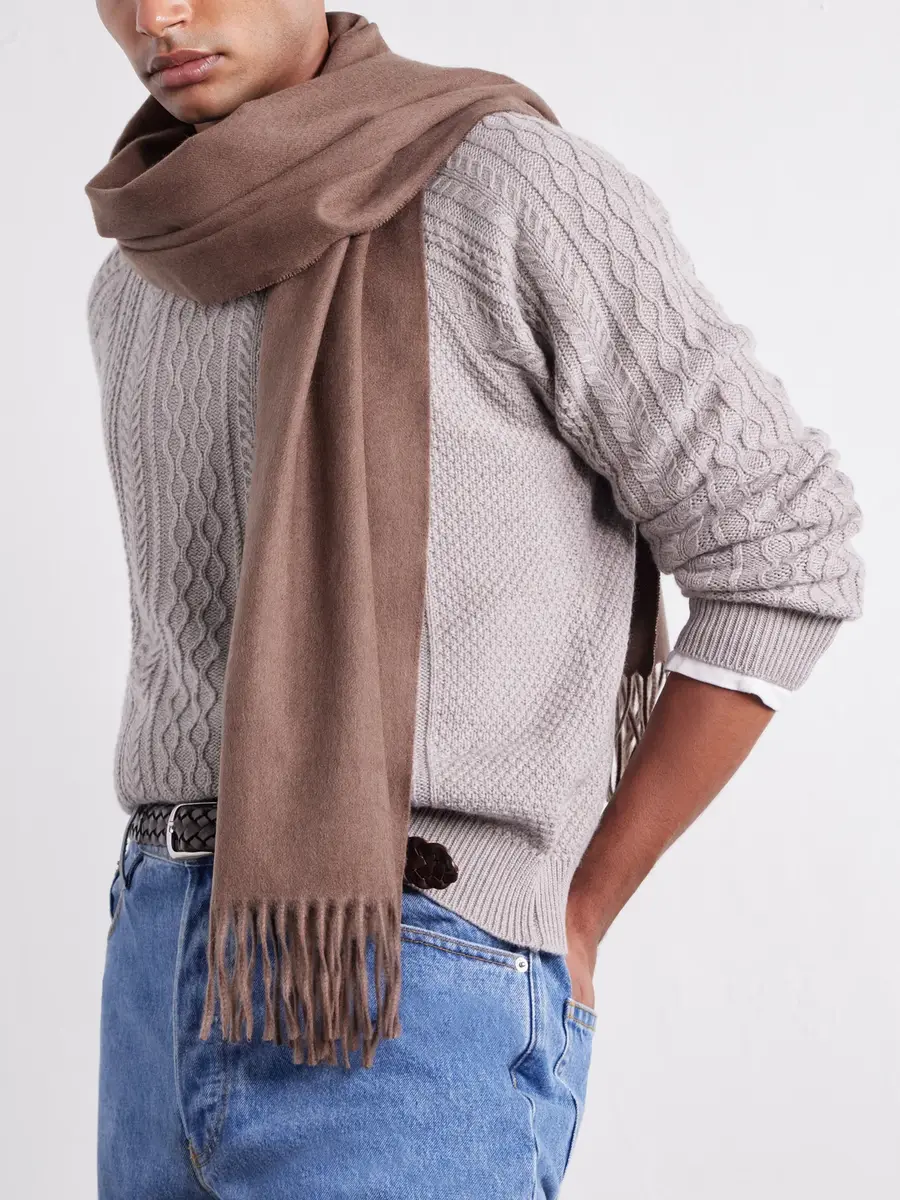 Begg & Co Arran Solid Fringed Brushed-Cashmere Scarf - Men | Thumbnail 3 Begg & Co Arran Solid Fringed Brushed-Cashmere Scarf - Men | Thumbnail 3