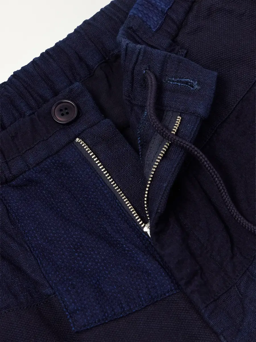 Blue Blue Japan Nenrin Wide-Leg Drawstring Patchwork Cotton-Sashiko Trousers - Men | Thumbnail 6