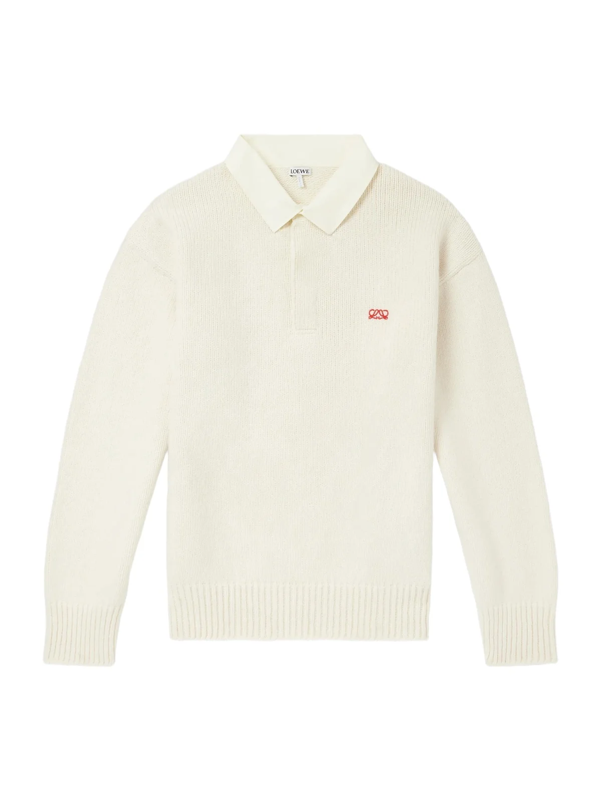 Loewe Logo-Embroidered Cotton Twill-Trimmed Wool-Blend Polo Sweater - Men