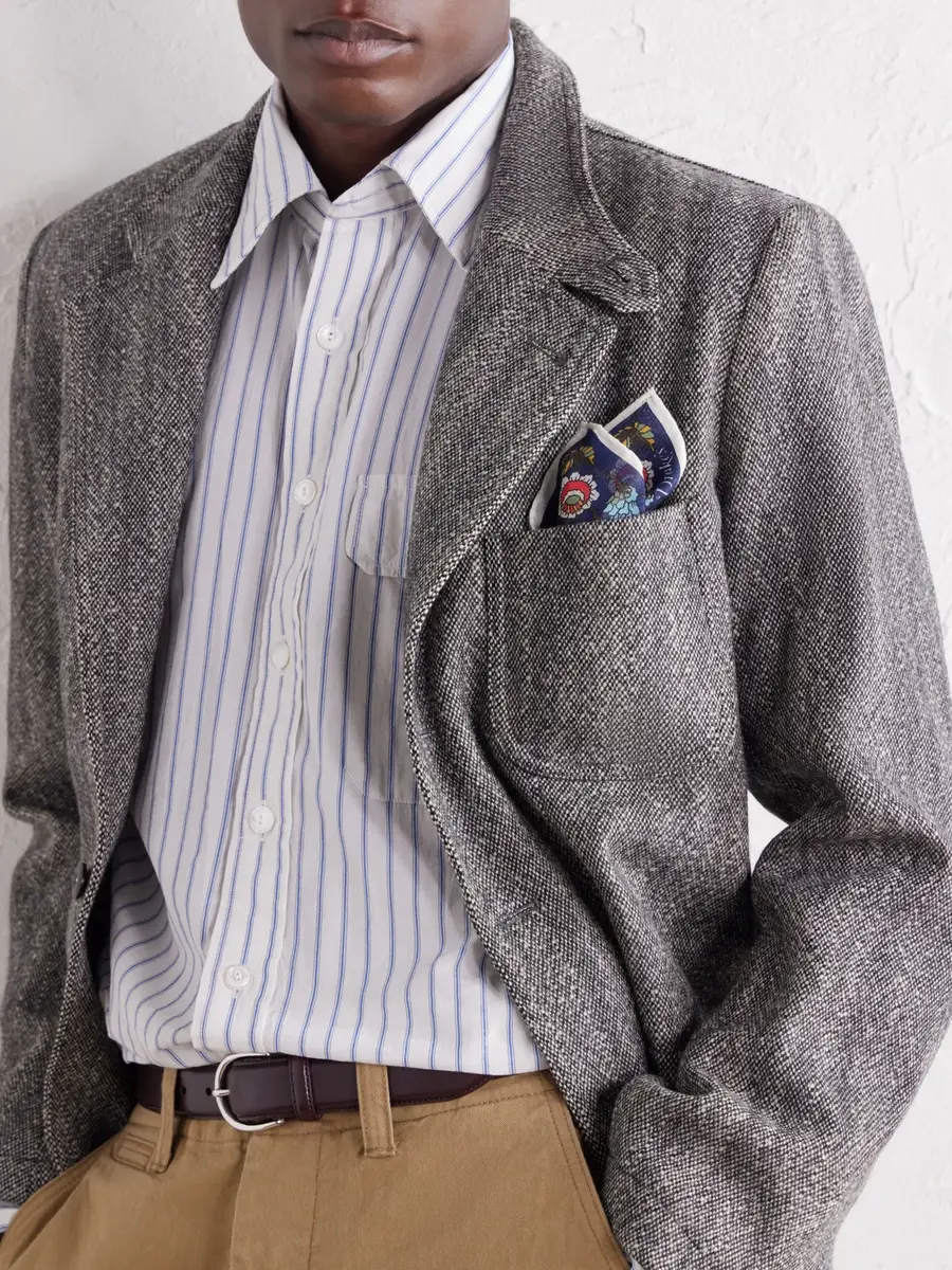 Drake's Folk Rider Printed Wool and Silk-Blend Gauze Pocket Square - Men | Thumbnail 2 Drake's Folk Rider Printed Wool and Silk-Blend Gauze Pocket Square - Men | Thumbnail 2