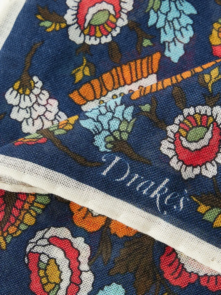 Drake's Folk Rider Printed Wool and Silk-Blend Gauze Pocket Square - Men | Thumbnail 3 Drake's Folk Rider Printed Wool and Silk-Blend Gauze Pocket Square - Men | Thumbnail 3