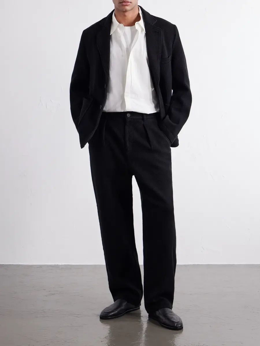 Blue Blue Japan Wide-Leg Pleated Cotton-Sashiko Trousers - Men | Thumbnail 2 Blue Blue Japan Wide-Leg Pleated Cotton-Sashiko Trousers - Men | Thumbnail 2