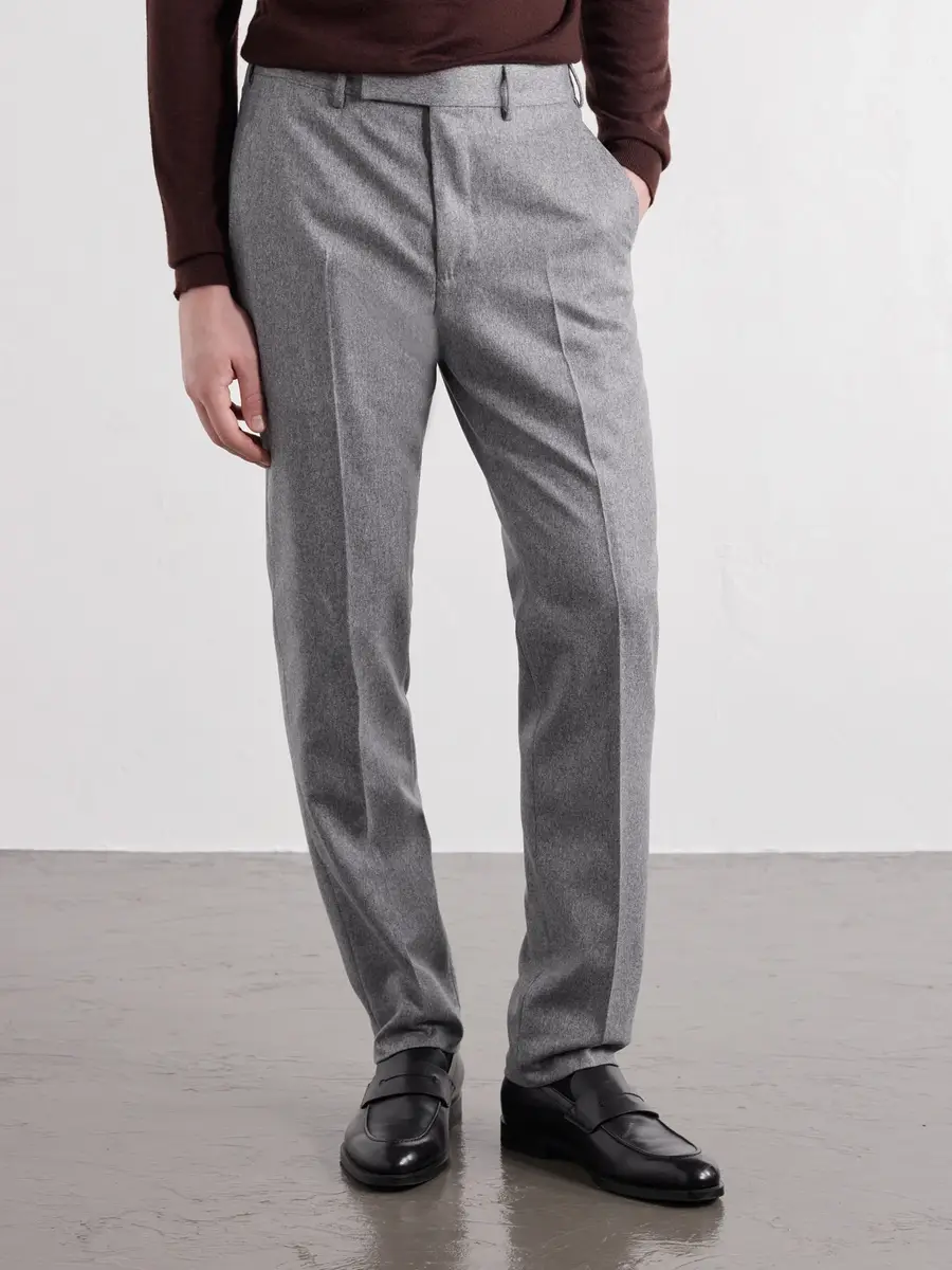 Zegna Tapered Wool and Cashmere-Blend Flannel Suit Trousers - Men | Thumbnail 3