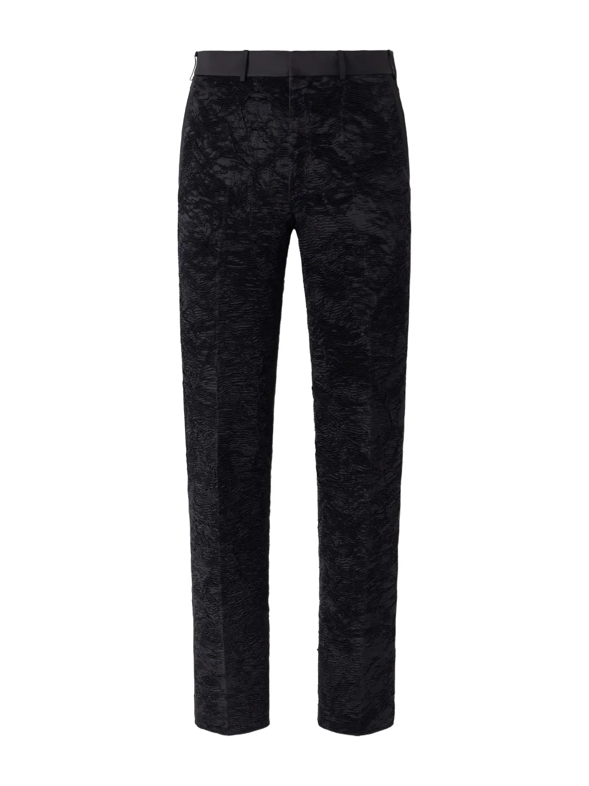 Tom Ford Crepe-Trimmed Silk Astracan Plissé Straight-Leg Suit Trousers - Men