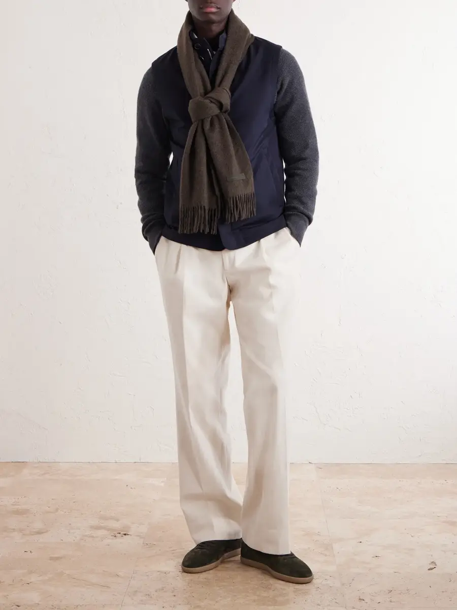 Zegna Oasi Fringed Cashmere Scarf - Men | Thumbnail 2