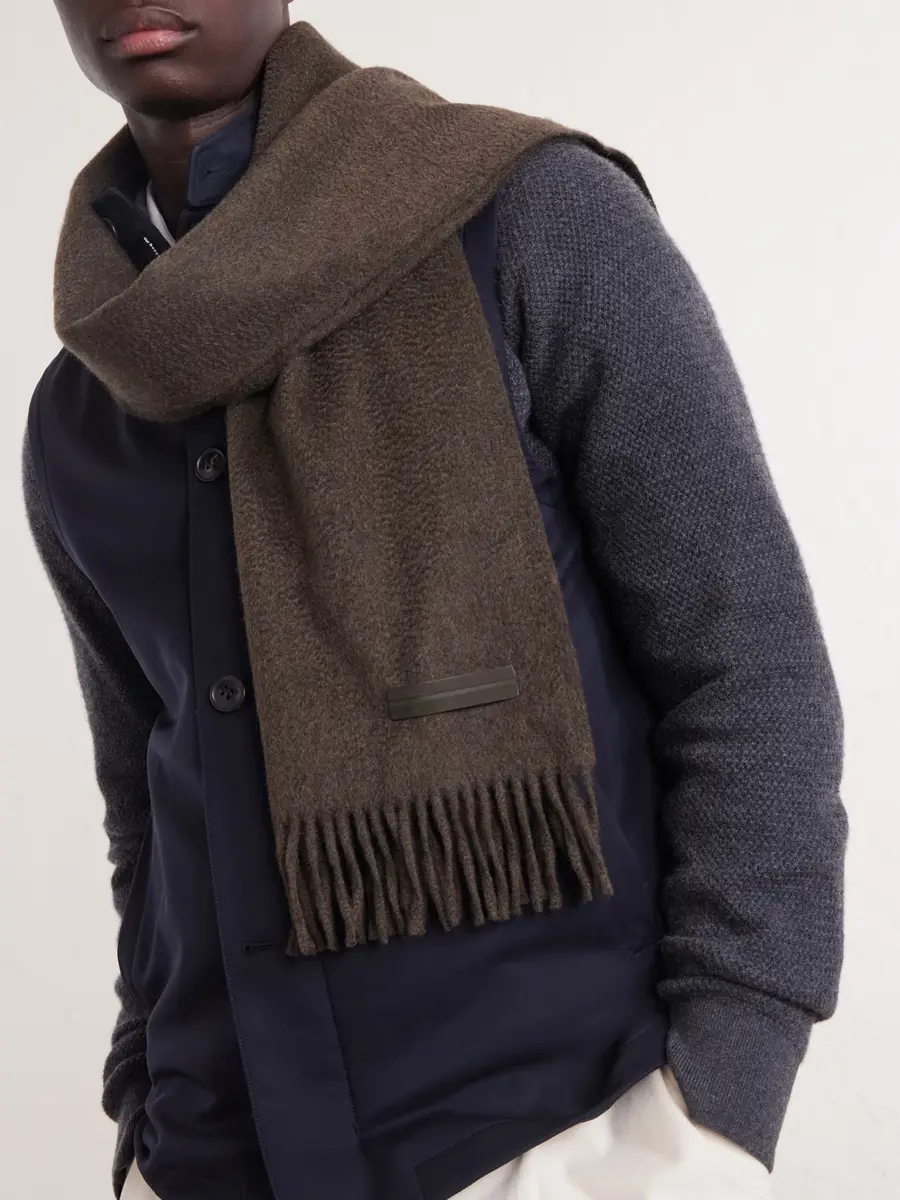 Zegna Oasi Fringed Cashmere Scarf - Men | Thumbnail 3
