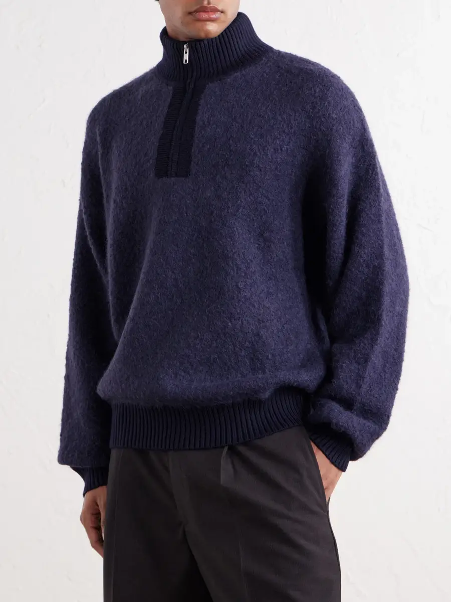 Aimé Leon Dore Wool-Blend Felt Half-Zip Sweater - Men | Thumbnail 3