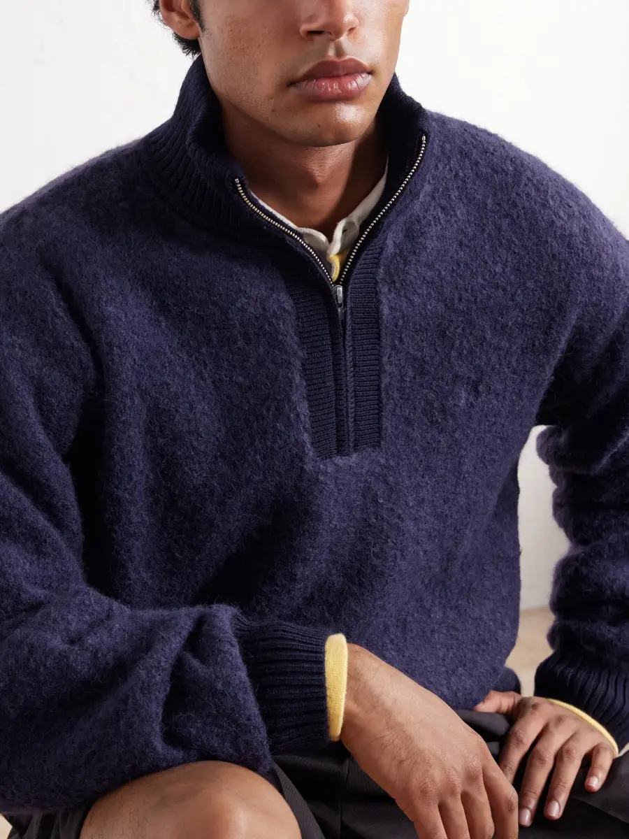 Aimé Leon Dore Wool-Blend Felt Half-Zip Sweater - Men | Thumbnail 5