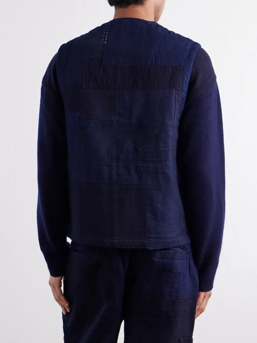 Blue Blue Japan Nenrin Patchwork Cotton-Canvas Vest - Men | Thumbnail 4 Blue Blue Japan Nenrin Patchwork Cotton-Canvas Vest - Men | Thumbnail 4