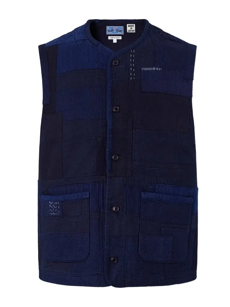 Blue Blue Japan Nenrin Patchwork Cotton-Canvas Vest - Men