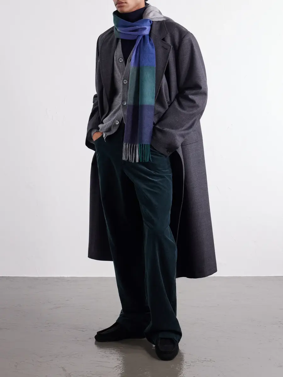 Begg & Co Arran Edgar Fringed Checked Cashmere Scarf - Men | Thumbnail 2