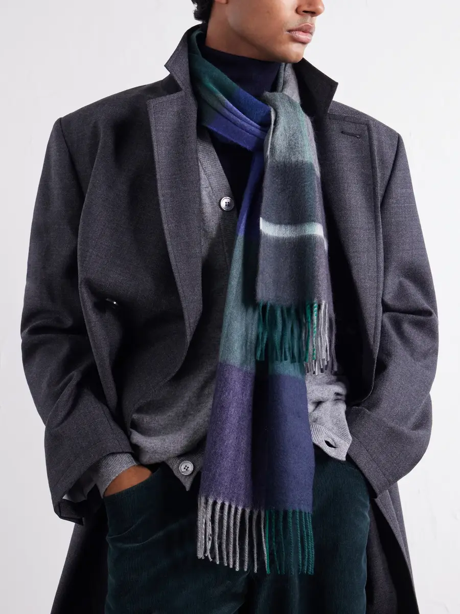 Begg & Co Arran Edgar Fringed Checked Cashmere Scarf - Men | Thumbnail 3