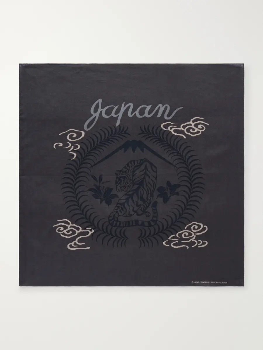 Blue Blue Japan Hana Ni Tora Printed Cotton Bandana - Men | Thumbnail 3 Blue Blue Japan Hana Ni Tora Printed Cotton Bandana - Men | Thumbnail 3