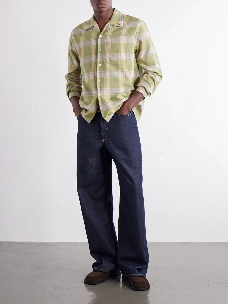 JW Anderson Reversible-Collar Logo-Embroidered Checked Cotton-Twill Shirt - Men | Thumbnail 2 JW Anderson Reversible-Collar Logo-Embroidered Checked Cotton-Twill Shirt - Men | Thumbnail 2