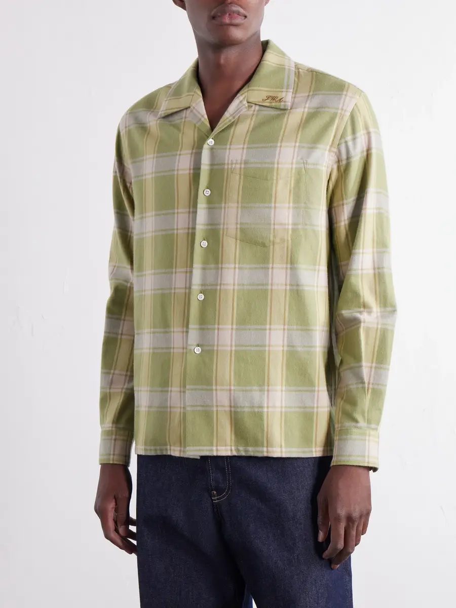 JW Anderson Reversible-Collar Logo-Embroidered Checked Cotton-Twill Shirt - Men | Thumbnail 3 JW Anderson Reversible-Collar Logo-Embroidered Checked Cotton-Twill Shirt - Men | Thumbnail 3