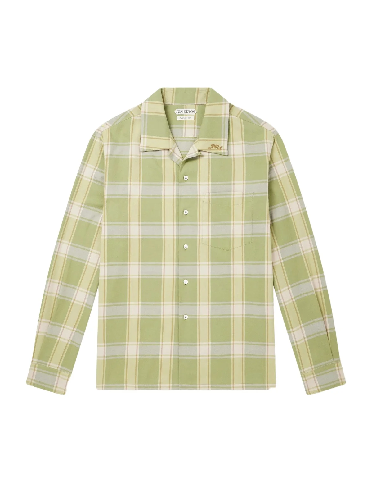 JW Anderson Reversible-Collar Logo-Embroidered Checked Cotton-Twill Shirt - Men