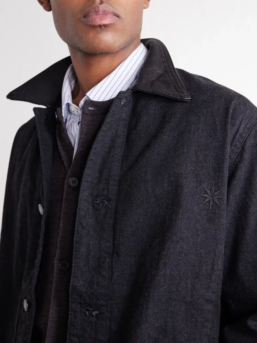 FULLCOUNT Leather-Trimmed Denim Jacket - Men | Thumbnail 5 FULLCOUNT Leather-Trimmed Denim Jacket - Men | Thumbnail 5