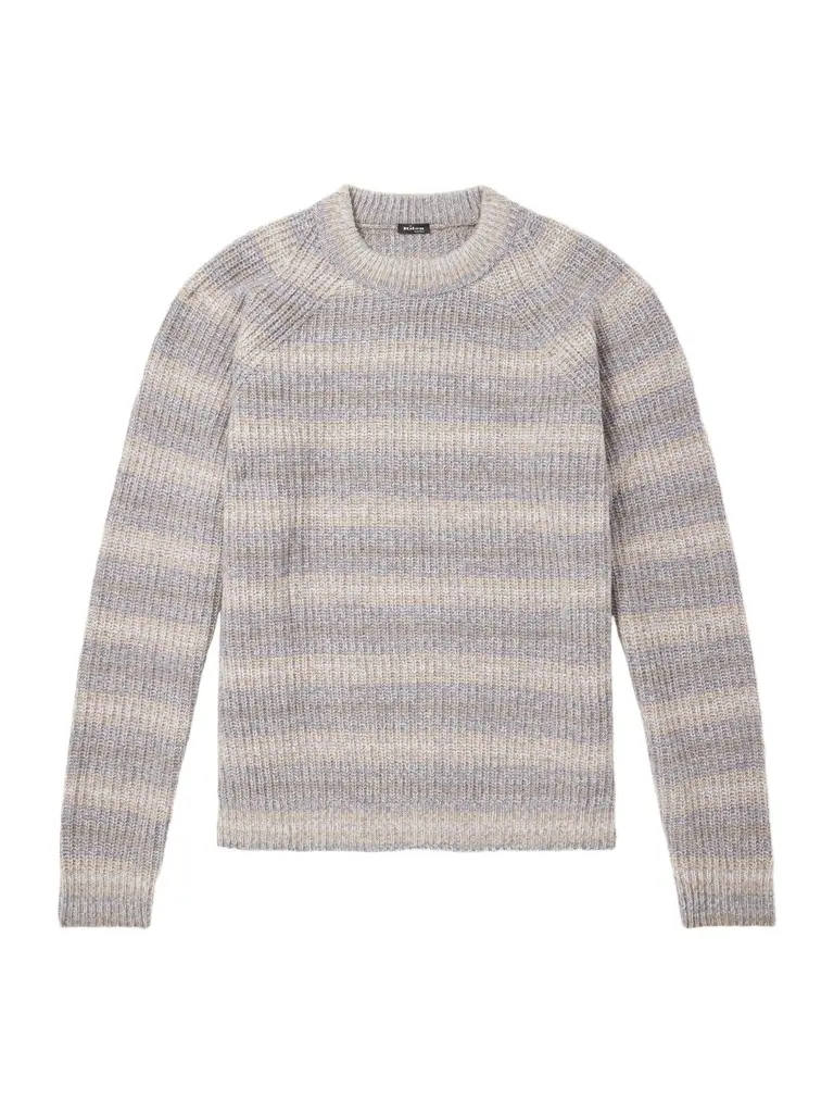Kiton Striped Wool and Cashmere-Blend Sweater - Men