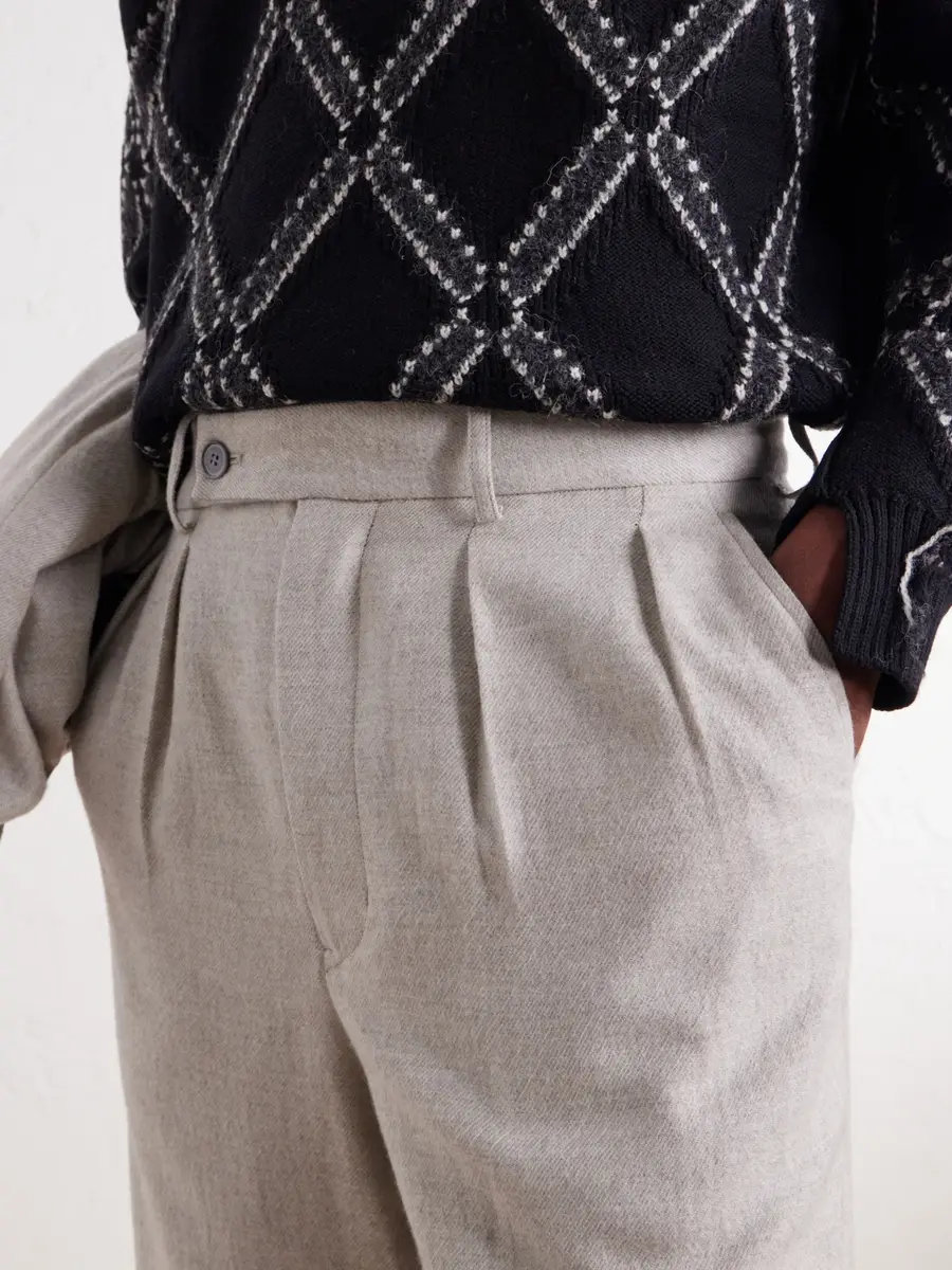 Blue Blue Japan Straight-Leg Pleated Wool, Cotton and Yak-Blend Twill Trousers - Men | Thumbnail 5 Blue Blue Japan Straight-Leg Pleated Wool, Cotton and Yak-Blend Twill Trousers - Men | Thumbnail 5