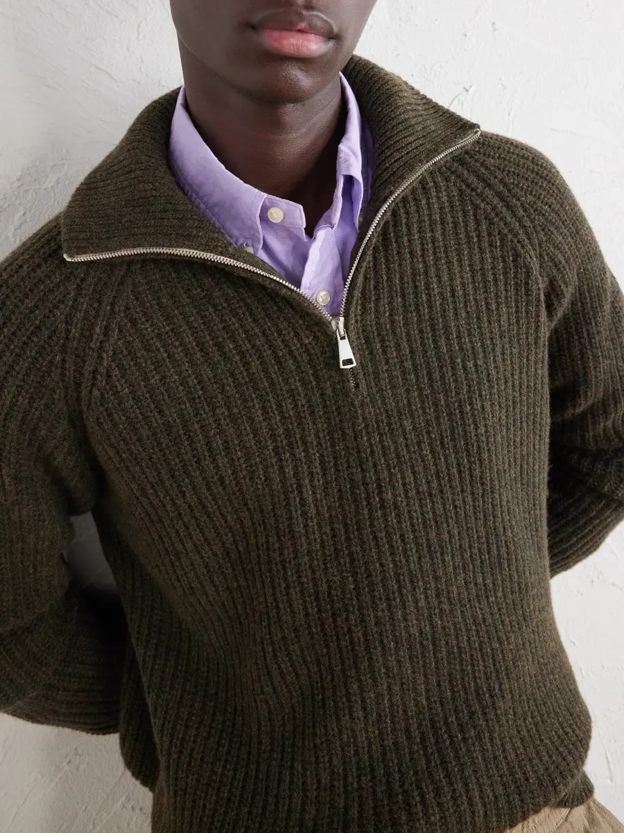 Ghiaia Cashmere Ribbed Wool Half-Zip Sweater - Men | Thumbnail 5 Ghiaia Cashmere Ribbed Wool Half-Zip Sweater - Men | Thumbnail 5