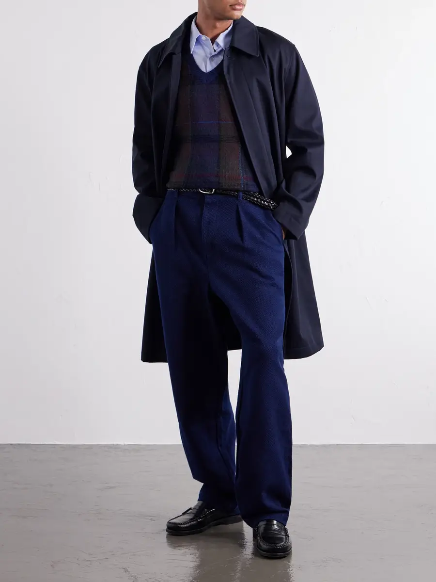 Blue Blue Japan Wide-Leg Pleated Cotton-Sashiko Trousers - Men | Thumbnail 2 Blue Blue Japan Wide-Leg Pleated Cotton-Sashiko Trousers - Men | Thumbnail 2