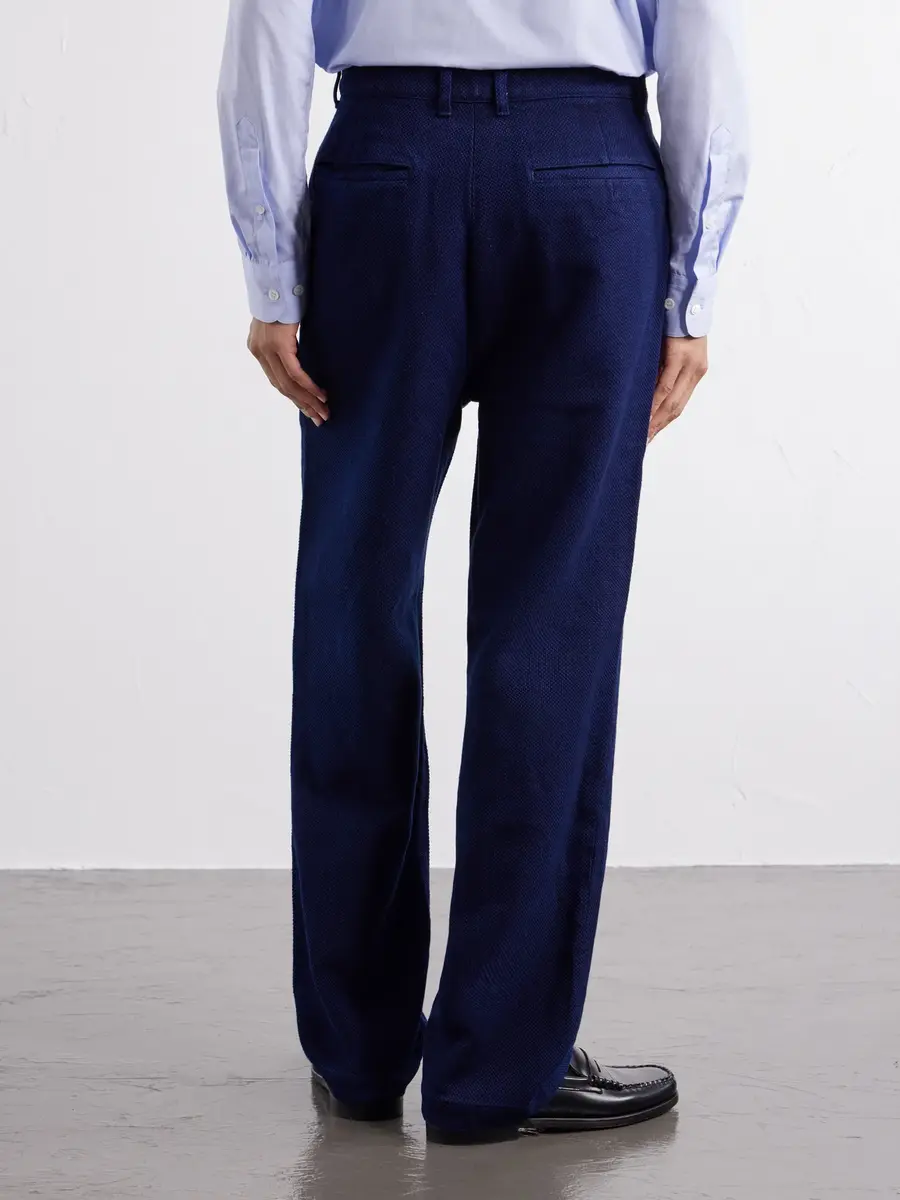 Blue Blue Japan Wide-Leg Pleated Cotton-Sashiko Trousers - Men | Thumbnail 4 Blue Blue Japan Wide-Leg Pleated Cotton-Sashiko Trousers - Men | Thumbnail 4