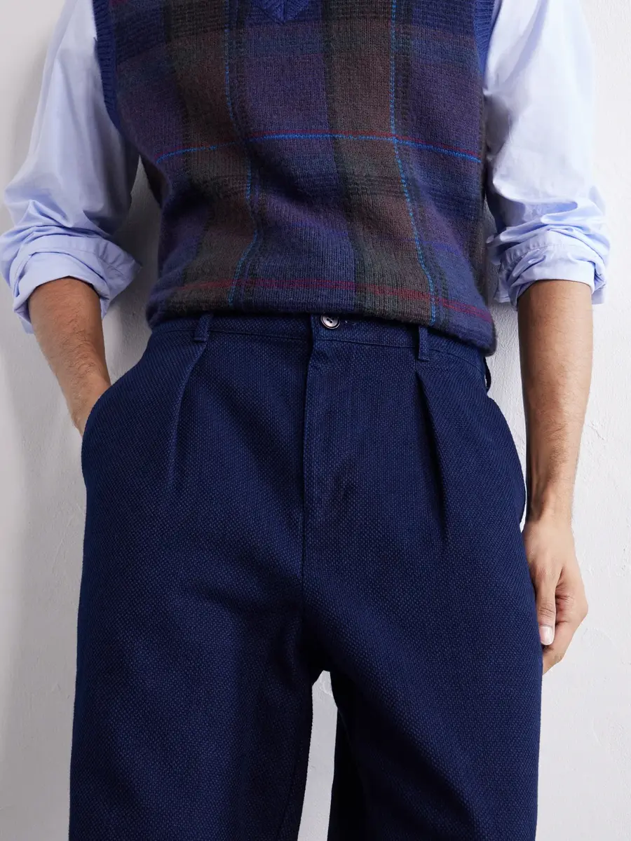 Blue Blue Japan Wide-Leg Pleated Cotton-Sashiko Trousers - Men | Thumbnail 5 Blue Blue Japan Wide-Leg Pleated Cotton-Sashiko Trousers - Men | Thumbnail 5