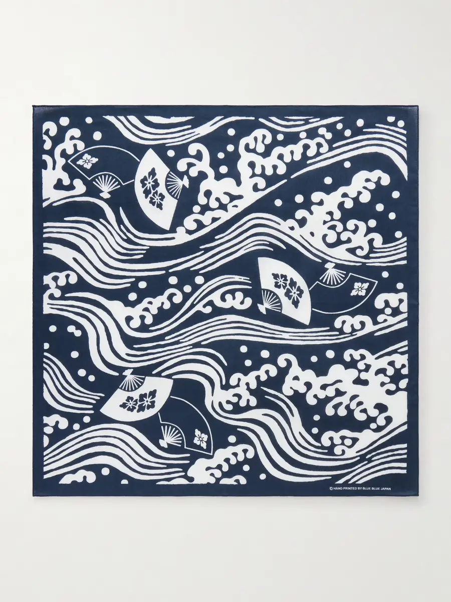 Blue Blue Japan Printed Cotton Scarf - Men | Thumbnail 3