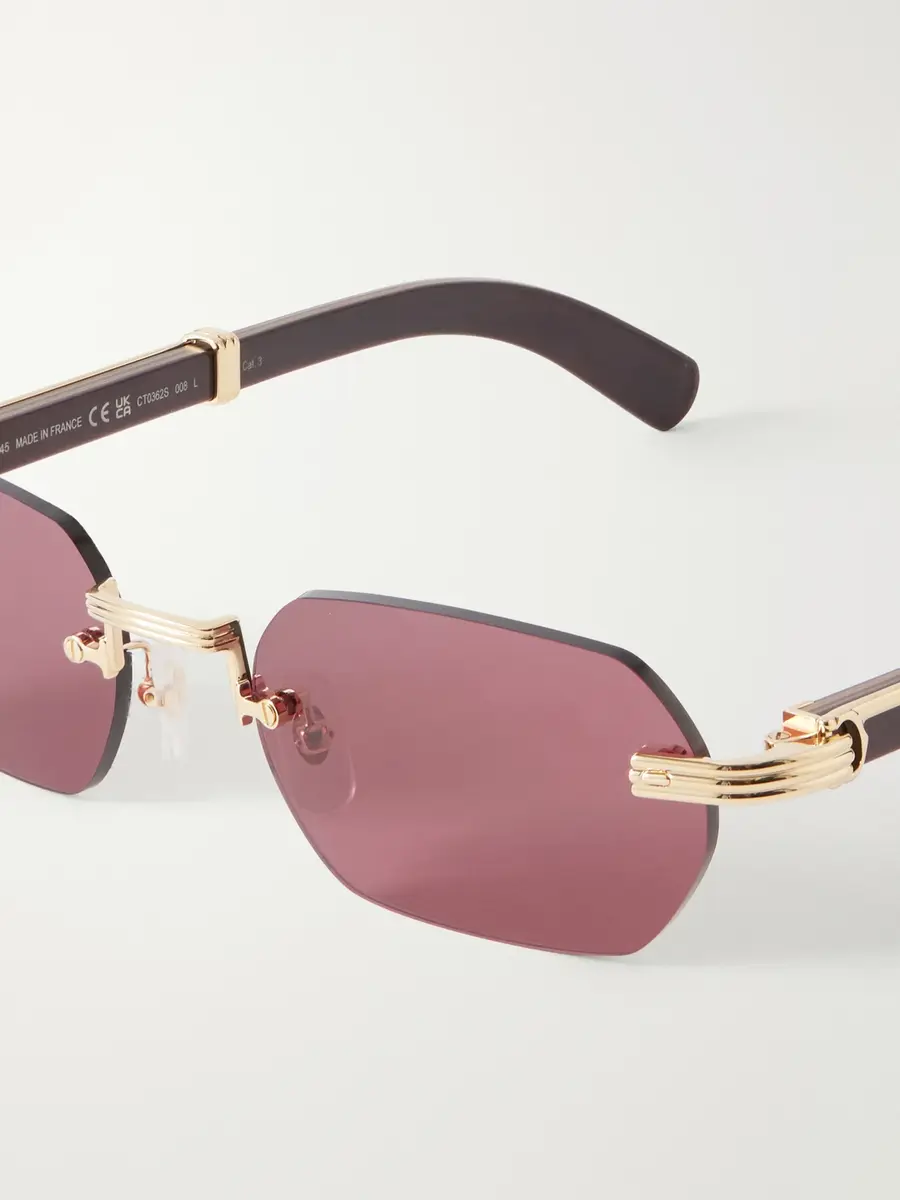 Cartier Eyewear Première de Cartier Square-Frame Gold-Tone Metal and Wood Sunglasses - Men | Thumbnail 3 Cartier Eyewear Première de Cartier Square-Frame Gold-Tone Metal and Wood Sunglasses - Men | Thumbnail 3