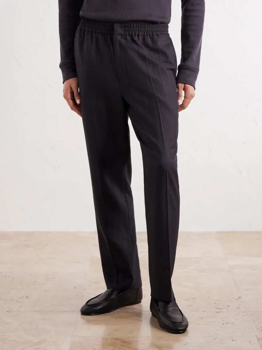 AMI PARIS Tapered Pinstriped Wool-Blend Trousers - Men | Thumbnail 3