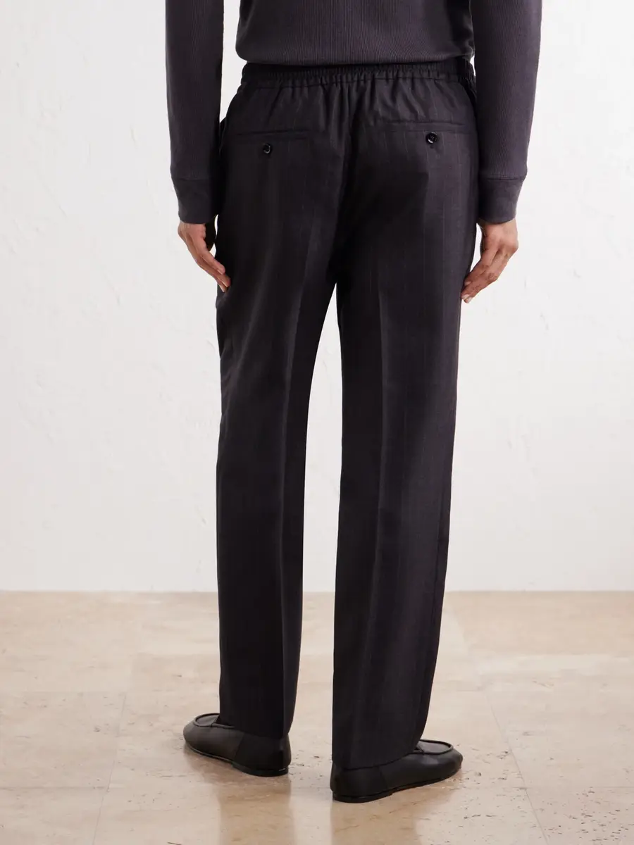 AMI PARIS Tapered Pinstriped Wool-Blend Trousers - Men | Thumbnail 4