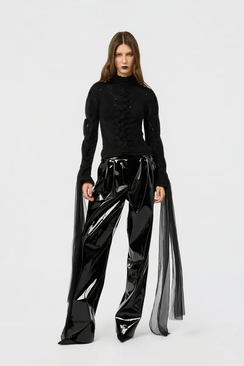 Roberto Cavalli Cropped Braided Knit Top With High Neck | Thumbnail 6 Roberto Cavalli Cropped Braided Knit Top With High Neck | Thumbnail 6