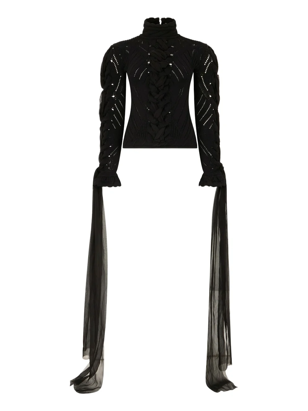 Roberto Cavalli Cropped Braided Knit Top With High Neck