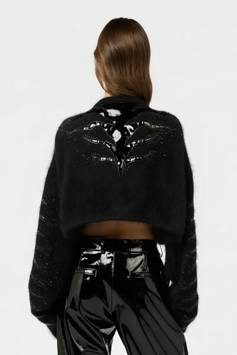Roberto Cavalli Black Cropped Cardigan With Zebra Motif | Thumbnail 3 Roberto Cavalli Black Cropped Cardigan With Zebra Motif | Thumbnail 3