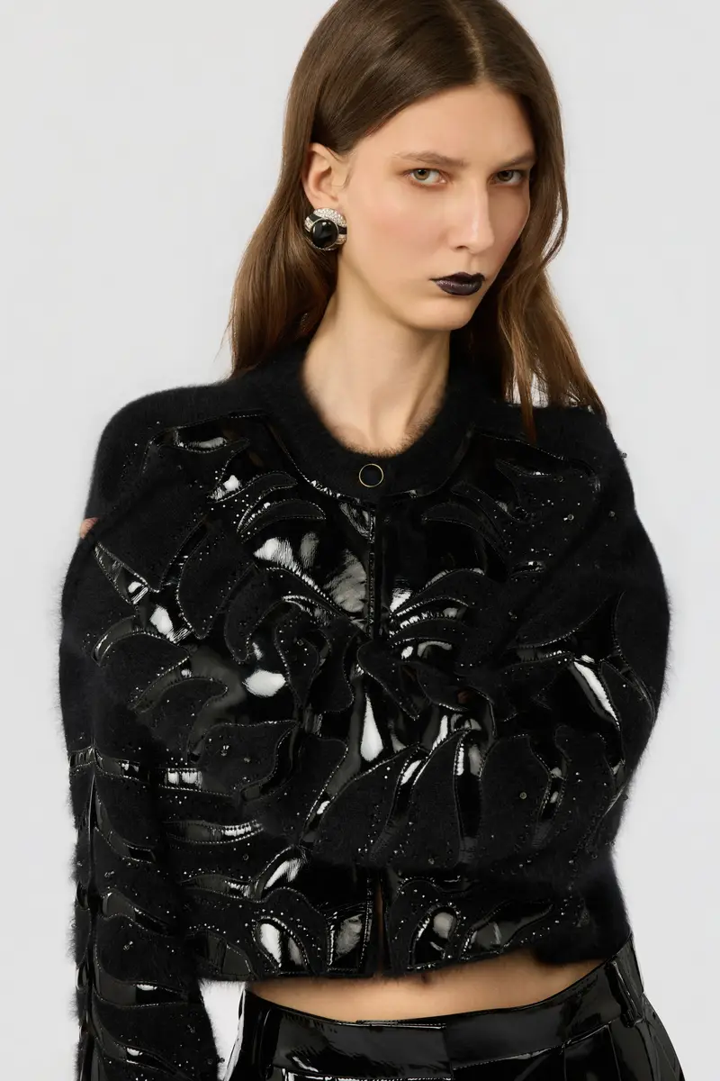 Roberto Cavalli Black Cropped Cardigan With Zebra Motif | Thumbnail 4 Roberto Cavalli Black Cropped Cardigan With Zebra Motif | Thumbnail 4