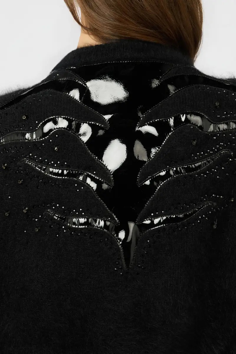 Roberto Cavalli Black Cropped Cardigan With Zebra Motif | Thumbnail 5 Roberto Cavalli Black Cropped Cardigan With Zebra Motif | Thumbnail 5