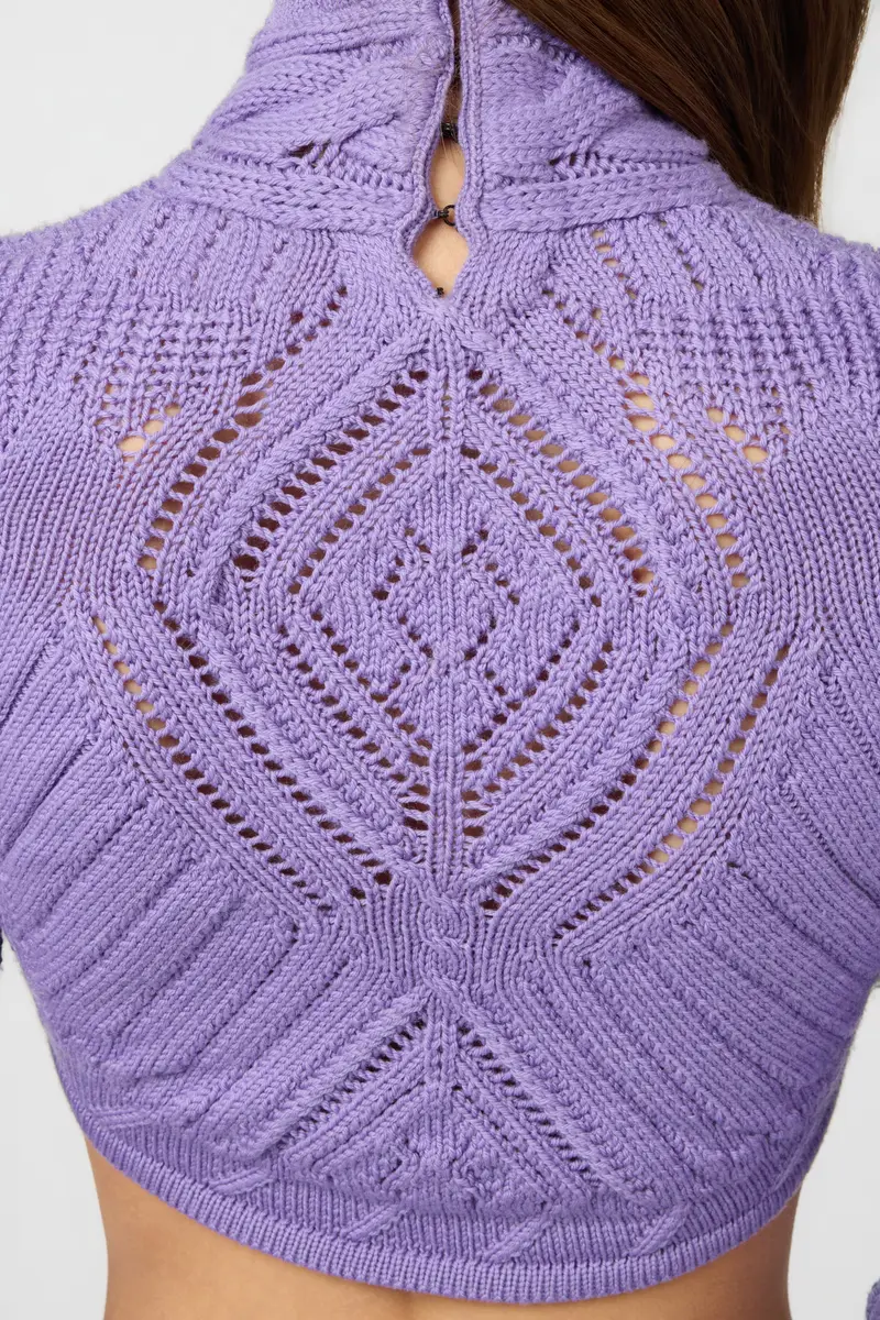 Roberto Cavalli Cropped Braided Knit Top With High Neck | Thumbnail 5 Roberto Cavalli Cropped Braided Knit Top With High Neck | Thumbnail 5