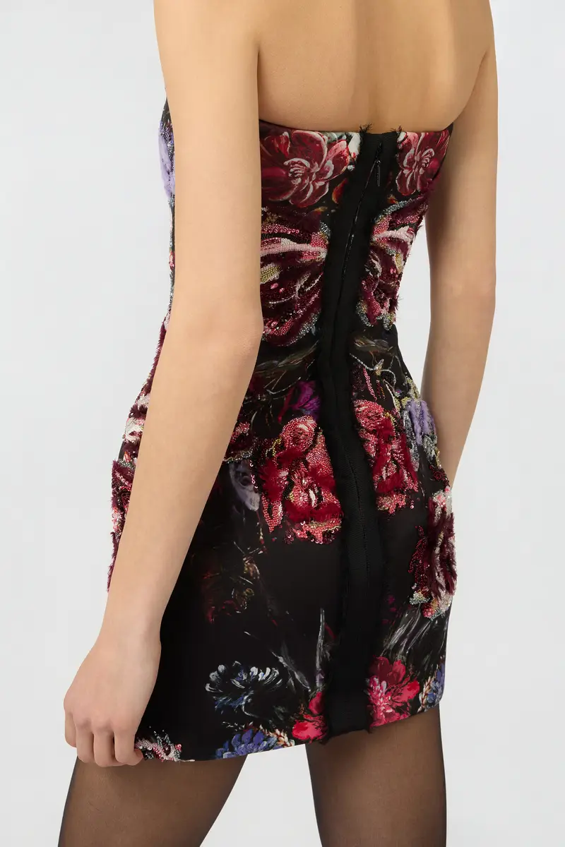 Roberto Cavalli Embroidered Mini Dress With Fiammingo Flowers Print | Thumbnail 5