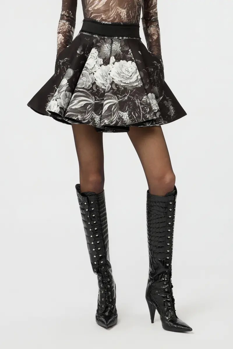 Roberto Cavalli Scuba Jersey Skirt with Fiammingo Flowers Print | Thumbnail 2