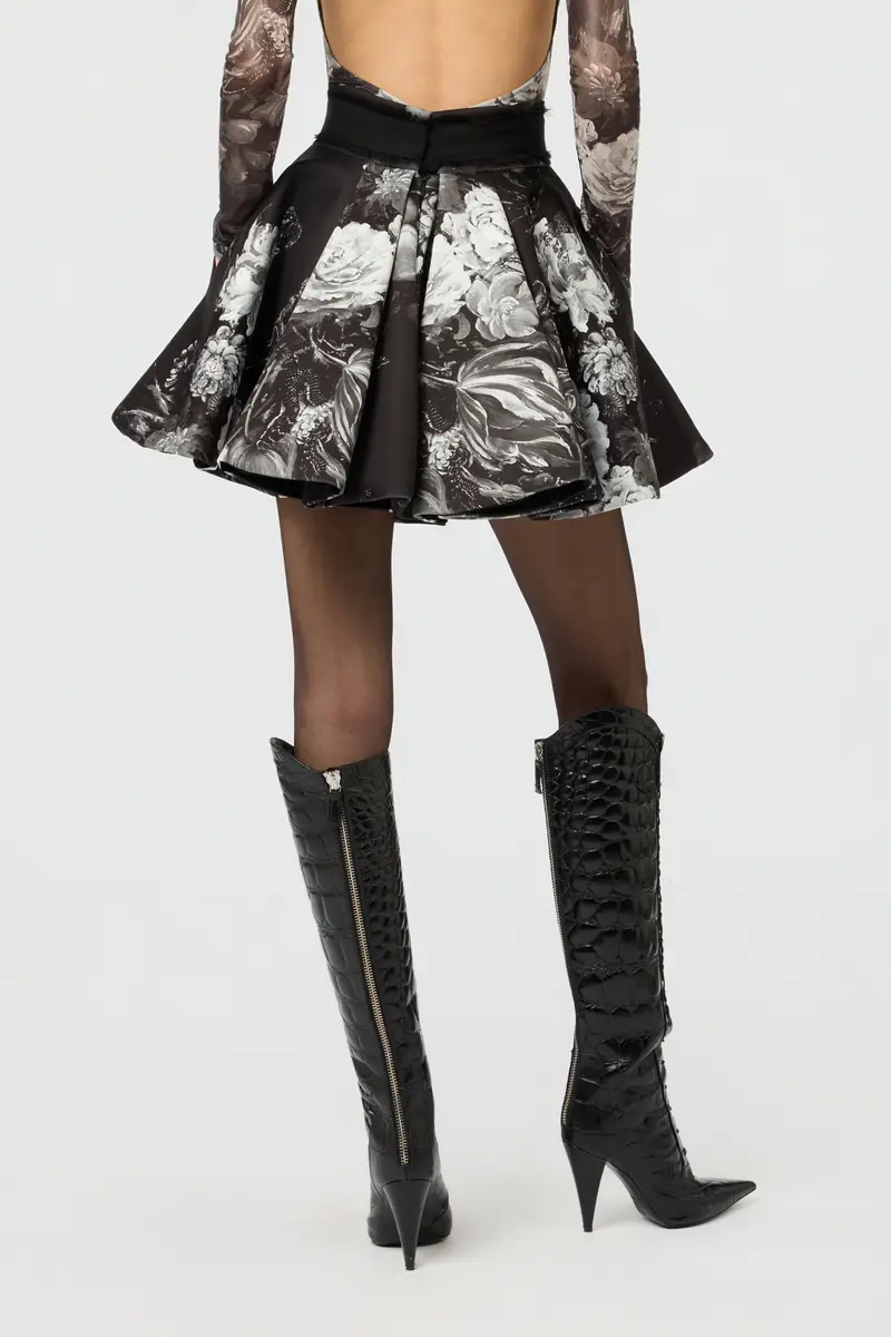 Roberto Cavalli Scuba Jersey Skirt with Fiammingo Flowers Print | Thumbnail 3