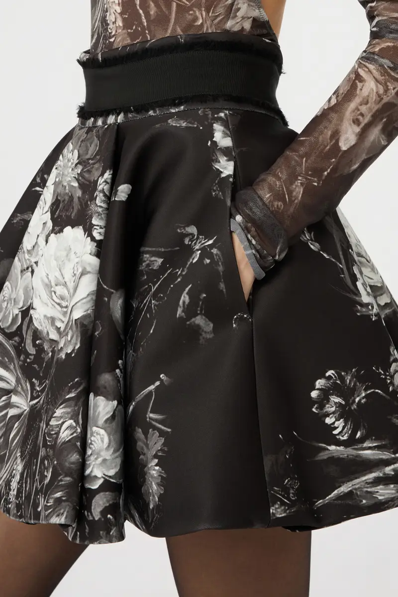Roberto Cavalli Scuba Jersey Skirt with Fiammingo Flowers Print | Thumbnail 4