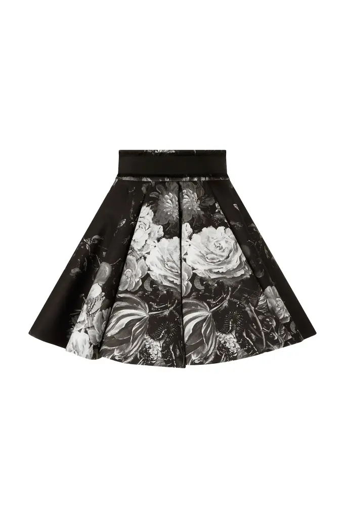 Roberto Cavalli Scuba Jersey Skirt with Fiammingo Flowers Print