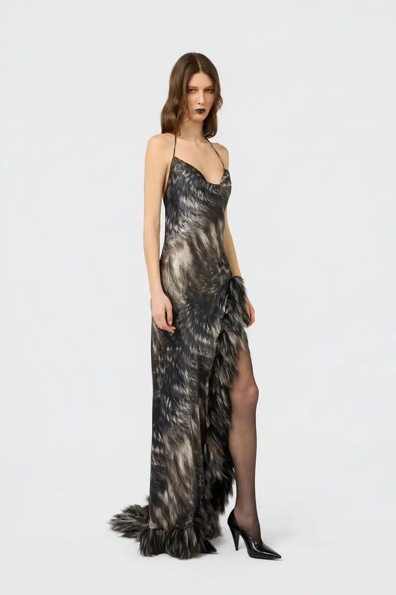 Roberto Cavalli Dress in Silk with Fur Print | Thumbnail 2