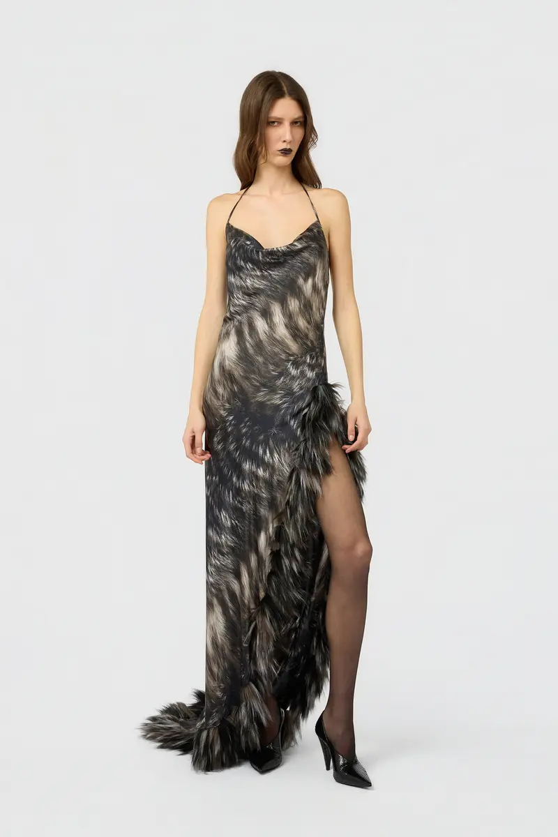 Roberto Cavalli Dress in Silk with Fur Print | Thumbnail 6