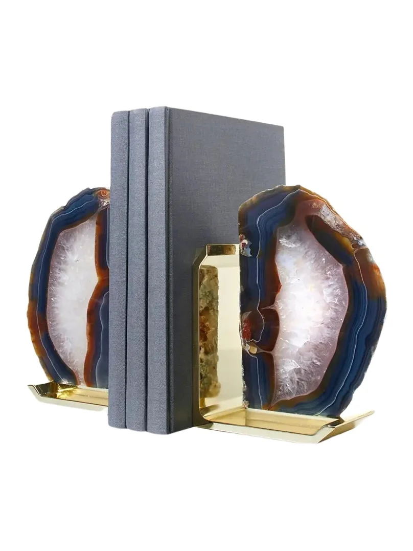 Anna New York Fim Agate & Brass Bookends
