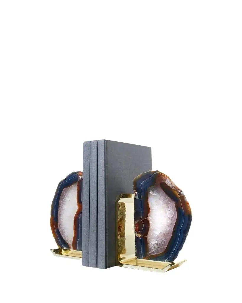 Anna New York Fim Agate & Brass Bookends