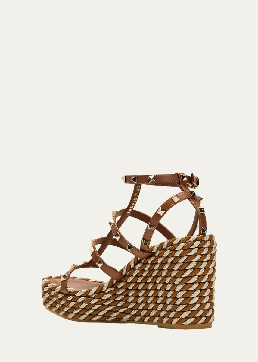 Valentino Garavani Rockstud Caged Wedge Espadrille Sandals | Thumbnail 4